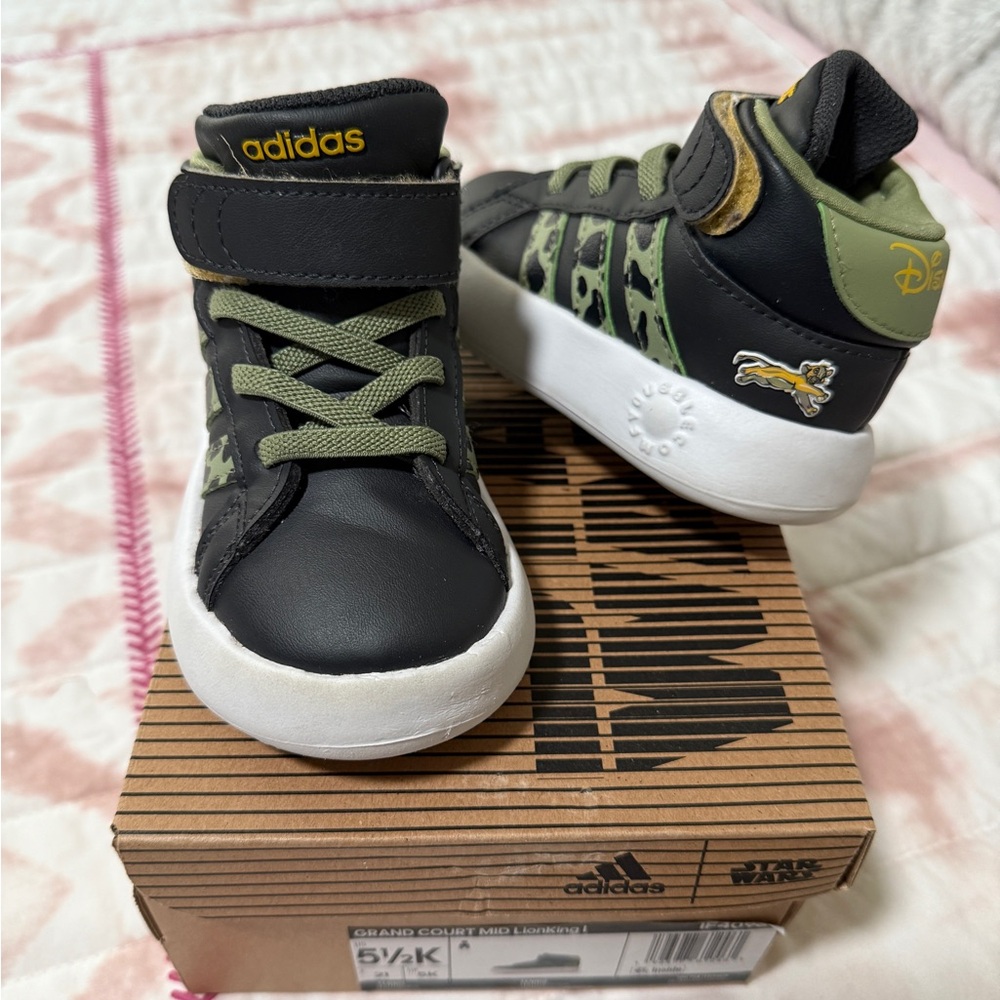 Adidas Black and Green High-Top Sneakers with Modern Design Lion King Edition